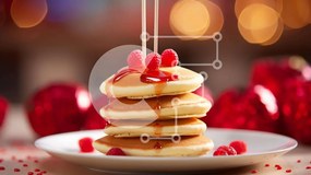 Σετ των 2 Intra Συλλεκτικό Ξύλινο Παζλ Plywood 4mm - Νόστιμη στοίβα τηγανίτες με σιρόπι και σμέουρα Σε Ξύλινο Κουτί - Διαστάσεις: 10x10 cm – 25 κομμάτια