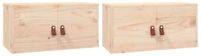 vidaXL Ντουλάπια Τοίχου 2 τεμ. 60 x 30 x 30 εκ. από Μασίφ Ξύλο Πεύκου