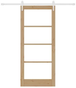 vidaXL Συρόμενη Πόρτα με Σετ Εξαρτημάτων 86x198.5 cm Συμπαγές Ξύλο Πεύκου