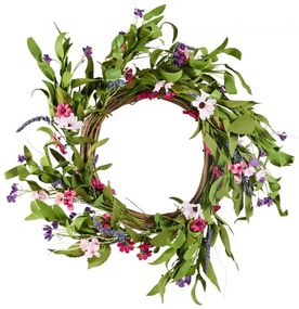 VEVOR Artificial Decorative Wreath 22 in Pink Green Daisies Year Round Wreath