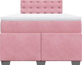 vidaXL Κρεβάτι Boxspring με Στρώμα Ροζ 120x190 εκ. Βελούδινο