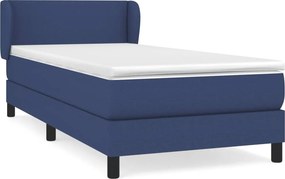 vidaXL Κρεβάτι Boxspring με Στρώμα Μπλε 90x190 εκ.Υφασμάτινο
