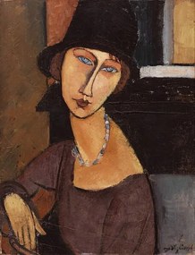 Αναπαραγωγή Jeanne Hebuterne wearing a hat, Modigliani, Amedeo