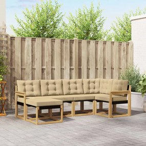vidaXL Σειρά Καναπέ Εξωτερικού με μαξιλάρι 6 pcs Λευκό και Μπεζ