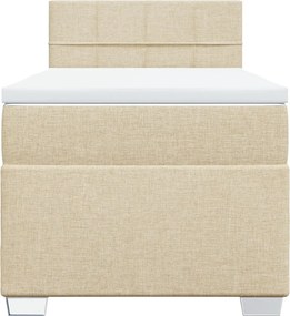 vidaXL Κρεβάτι Boxspring με Στρώμα Κρεμ 100 x 200 εκ. Υφασμάτινο