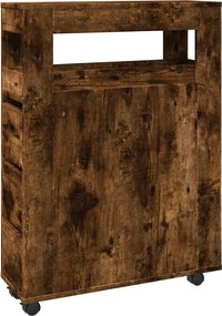 vidaXL Ντουλάπι Μπάνιου Στενό με Ροδάκια Καπνιστή δρυς Επεξ. Ξύλο