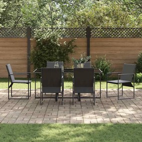 vidaXL Σέτ φαγητού για κήπο 7 pcs Μαύρο Ατσάλι