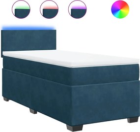 vidaXL Κρεβάτι Boxspring με Στρώμα Μπλε 90x200 εκ. Βελούδινο