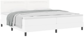 vidaXL Κρεβάτι με Στρώμα Box Spring σε Λευκό, 200 x 200 cm, από Τεχνητό Δέρμα