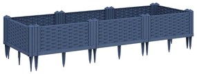 vidaXL Ζαρντινιέρα με Πασσάλους Μπλε Γκρι 125x40x28,5 εκ. Πολυπροπυλένιο