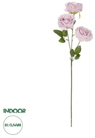 GloboStar® Artificial Garden PINK ROSE BRANCH 21194 Τεχνητό Διακοσμητικό Κλαδί Τριαντάφυλλα Ροζ Y66cm