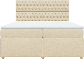 vidaXL Κρεβάτι Boxspring με Στρώμα Κρεμ 200x200 εκ. Υφασμάτινο