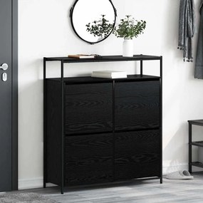 vidaXL ντουλάπα παπουτσιών  με 4 ανακλινόμενα συστήματα Μαύρη Δρυ 100x34x112 cm