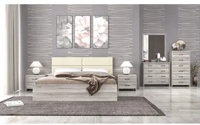 Savvidis Furniture  Κρεβάτι N6 για στρώμα 150x200 Σταχτί Με Μπεζ Τεχνόδερμα BEST-890049
