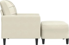 vidaXL Πολυθρόνα Κρεμ 60 εκ. Βελούδινη με Υποπόδιο