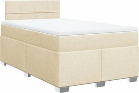 vidaXL Κρεβάτι Boxspring με Στρώμα Κρεμ 120x200 εκ. Υφασμάτινο
