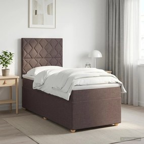 vidaXL Κρεβάτι box spring με στρώμα Σκούρο Καφέ 90 x 200 cm Ύφασμα