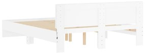 Πλαίσιο Κρεβατιού με Κεφαλάρι/LED Λευκό 160x200 εκ. - Λευκό