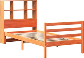 vidaXL Κρεβάτι Βιβλιοθήκη Χωρίς Στρώμα Καφέ 75x190 εκ Μασίφ Πεύκο