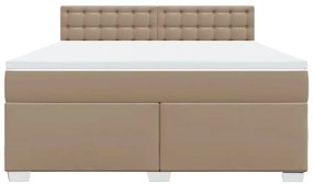 vidaXL Κρεβάτι Boxspring με Στρώμα Καπουτσίνο 180x200 εκ. Συνθ. Δέρμα
