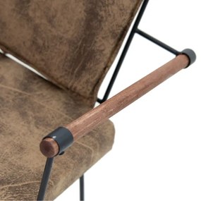 Πολυθρόνα Parson pakoworld PU καφέ antique-πόδι μαύρο - Μέταλλο - 190-000014