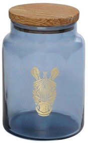 Βάζο Αποθήκευσης Με Καπάκι Jungle Zebra RAB628 890ml Φ10x14,5cm Blue Espiel Ξύλο,Γυαλί