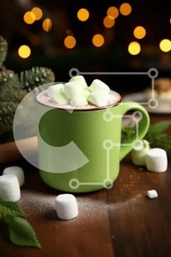 Σετ των 2 Intra Συλλεκτικό Ξύλινο Παζλ Plywood  4mm - Ζεστή ζεστή σοκολάτα με Marshmallows Σε Ξύλινο Κουτί - Διαστάσεις: 10x10 cm – 25 κομμάτια