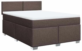 vidaXL Κρεβάτι Boxspring με Στρώμα Σκούρο Καφέ 140x190 εκ. Υφασμάτινο