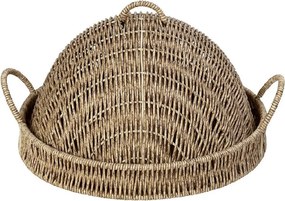 ΔΙΣΚΟΣ ΣΤΡΟΓΓ. ΜΕ ΚΑΠ. SYNTH. RATTAN ΜΠΕΖ 32Χ32Χ17ΕΚ