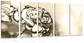 Εικόνα 5 μερών κομψό γαρύφαλλο σε σέπια - 100x50