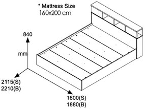 Κρεβάτι OLYMPUS pakoworld χρώμα castillo-toro 160x200εκ
