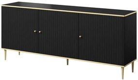 Μπουφές Glamour 162409819 180x40x76cm Black-Gold Μοριοσανίδα, Μέταλλο