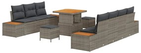 vidaXL Σετ Καναπέ Κήπου με μαξιλάρι 10 pcs Γκρι Πολυ ράταν