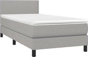 vidaXL Κρεβάτι Boxspring με Στρώμα &amp; LED Αν.Γκρι 90x190 εκ. Υφασμάτινο