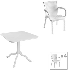 Τραπεζαρία Icon-Festive pakoworld σετ 5τεμ PP σε λευκή απόχρωση