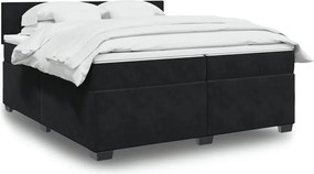 vidaXL Κρεβάτι Boxspring με Στρώμα Μαύρο 200x200 εκ. Βελούδινο