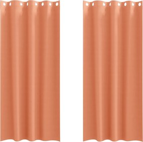 vidaXL Κουρτίνες Μαύρης Ύφανσης με Δαχτυλίδια 2 pcs Τερακότα