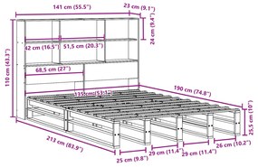 ΚΡΕΒΑΤΙ ΒΙΒΛΙΟΘΗΚΗ ΧΩΡΙΣ ΣΤΡΩΜΑ ΛΕΥΚΟ 135X190 ΕΚ ΜΑΣΙΦ ΠΕΥΚΟ 3323945