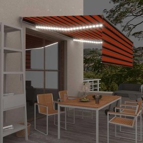 vidaXL Χειροκίνητη τέντα με ηλιακό LED 4,5 x 3 m