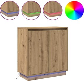 vidaXL Πλευρικό Τραπέζι LED Artisan Δρυς 71 x 34,5 x 75 εκ.