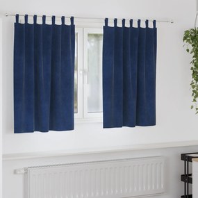 vidaXL Κουρτίνες με κουρτίνες 2 pcs Σκούρο Μπλε 140 x 140 cm Βελούδο
