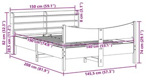 ΠΛΑΙΣΙΟ ΚΡΕΒΑΤΙΟΥ ΜΕ ΚΕΦΑΛΑΡΙ 140 X 190 ΕΚ. ΜΑΣΙΦ ΠΕΥΚΟ 3307056