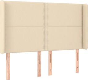 vidaXL Κρεβάτι Boxspring με Στρώμα &amp; LED Κρεμ 140x200 εκ. Υφασμάτινο