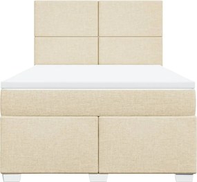 vidaXL Κρεβάτι Boxspring με Στρώμα Κρεμ 140x200 εκ. Υφασμάτινο