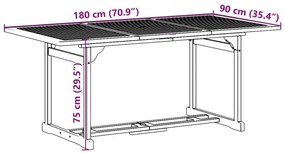 ΣΕΤ ΤΡΑΠΕΖΑΡΙΑΣ ΚΗΠΟΥ 7 ΤΕΜΑΧΙΩΝ 180X90X75 ΕΚ. ΜΑΣΙΦ ΑΚΑΚΙΑ 3321528