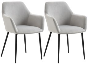 Σετ καρέκλες τραπεζαρίας, άνετες, 54x57x80 εκ., Ανοιχτό γκρι