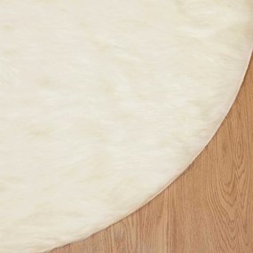 vidaXL Ψεύτικο Δέρμα Προβάτου Χαλί Tafalla Λευκό Ø 200 εκ Πολυεστέρας