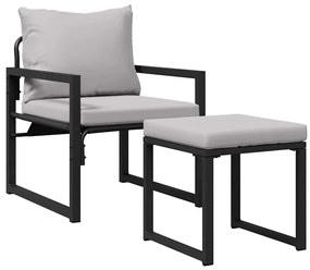 vidaXL Εξωτερικά Έπιπλα με μαξιλάρι 4 pcs Ανοιχτό γκρι Πολυεστέρας