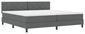 vidaXL Κρεβάτι Box Spring με Στρώμα & LED Σκούρο Γκρι 200x200 εκ. Ύφασμα