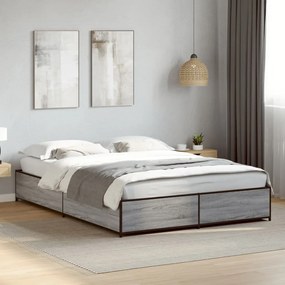 vidaXL Πλαίσιο Κρεβατιού Γκρι Sonoma 140x200 εκ. Επεξ. Ξύλο &amp; Μέταλλο